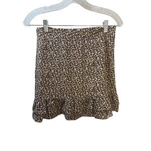 Aqua Womens Leopard Print Ruffle Mini Skirt Size S